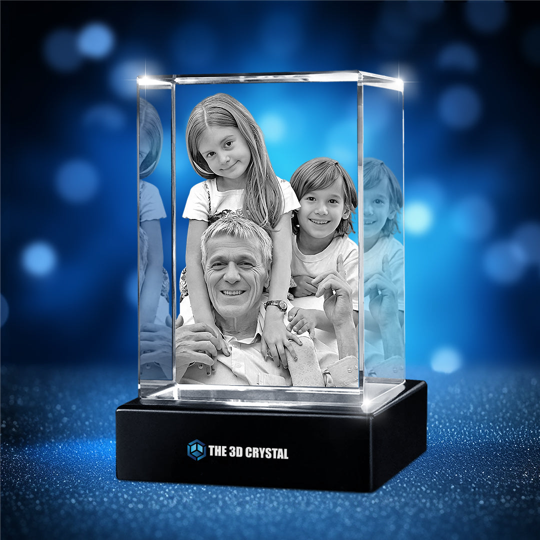 Custom 3D Crystal Cube Photo Frame with LED Lights – Heritage Series