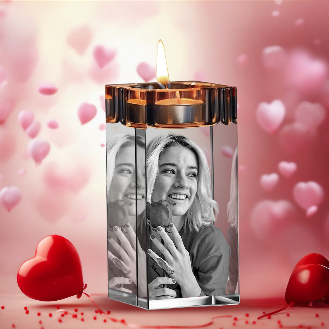 Anniversary Custom 3D Crystal Photo Candle Holder