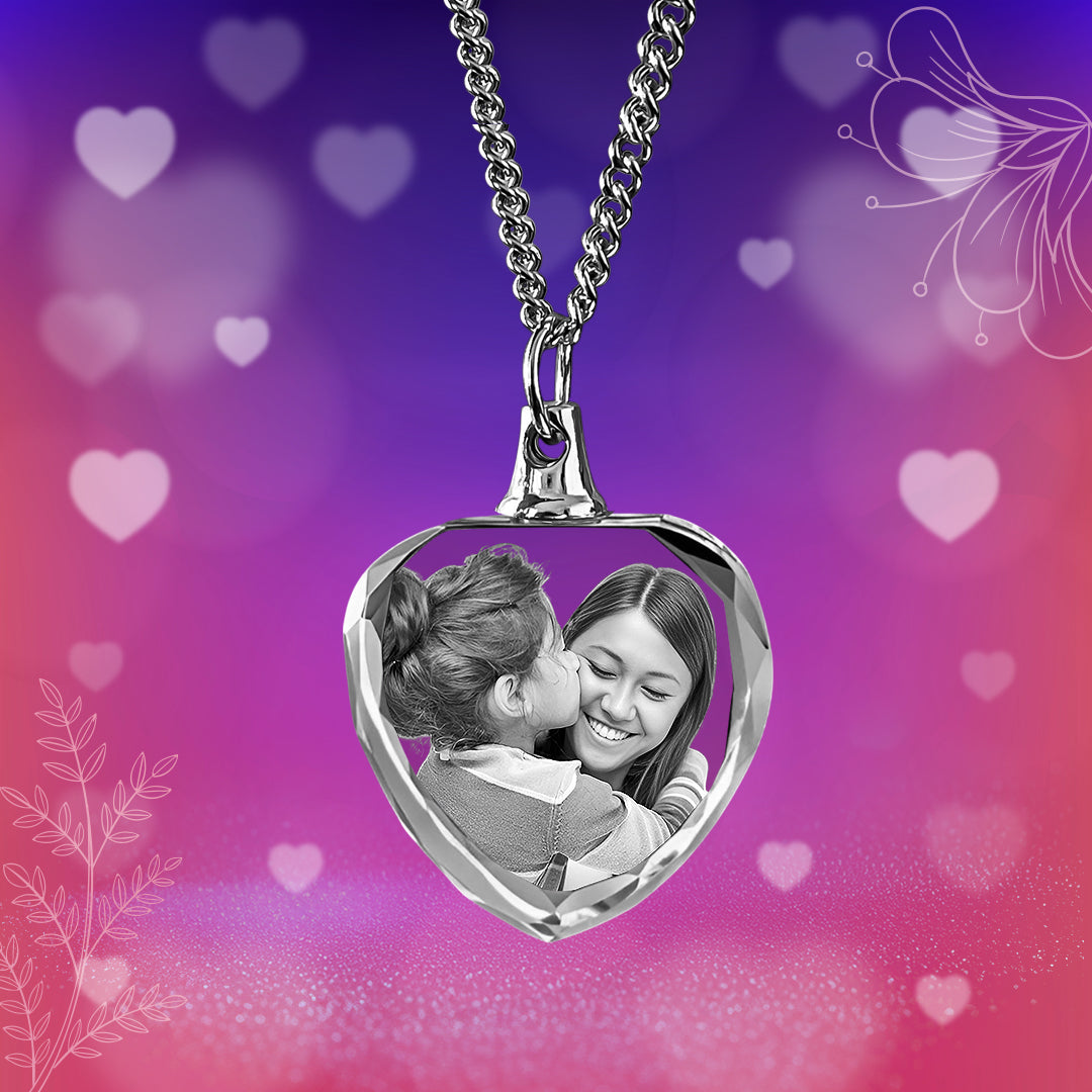 Mother's Days Gift – Heart-Shaped Custom Crystal Necklace