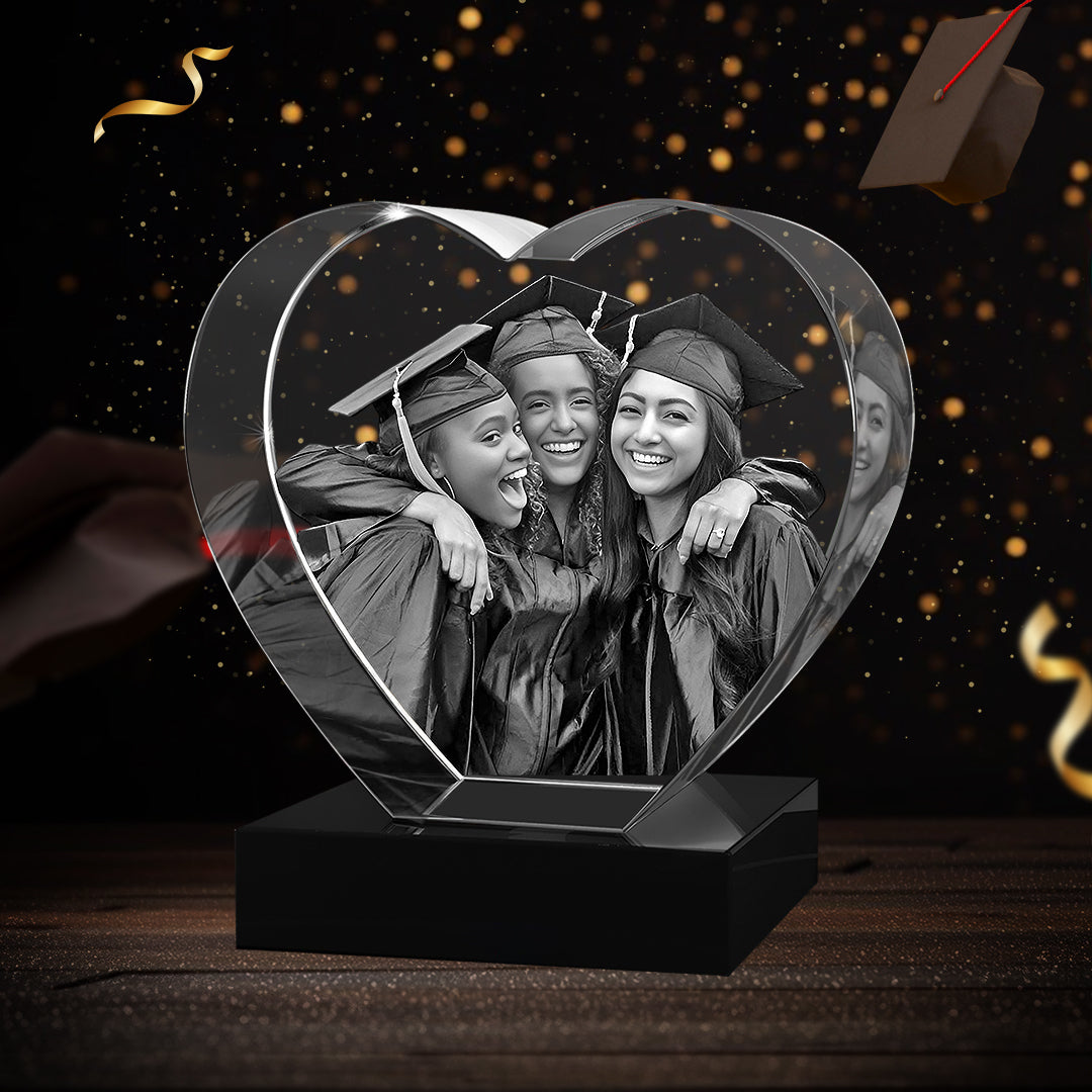 3D Crystal Heart For Graduation