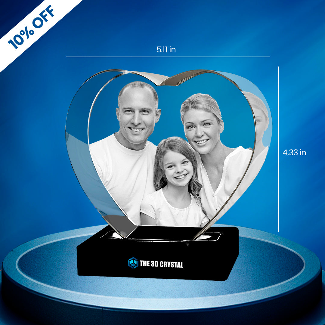 Heart-Shaped Crystal Custom 3D Crystal Photo – Romantic Personalized Gift