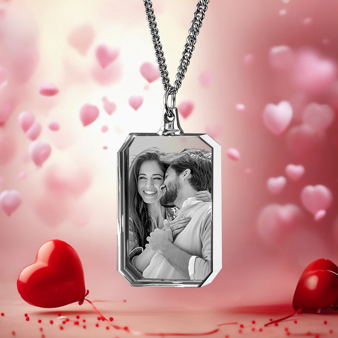 Anniversary Day Square-Shaped 3D Crystal Necklace