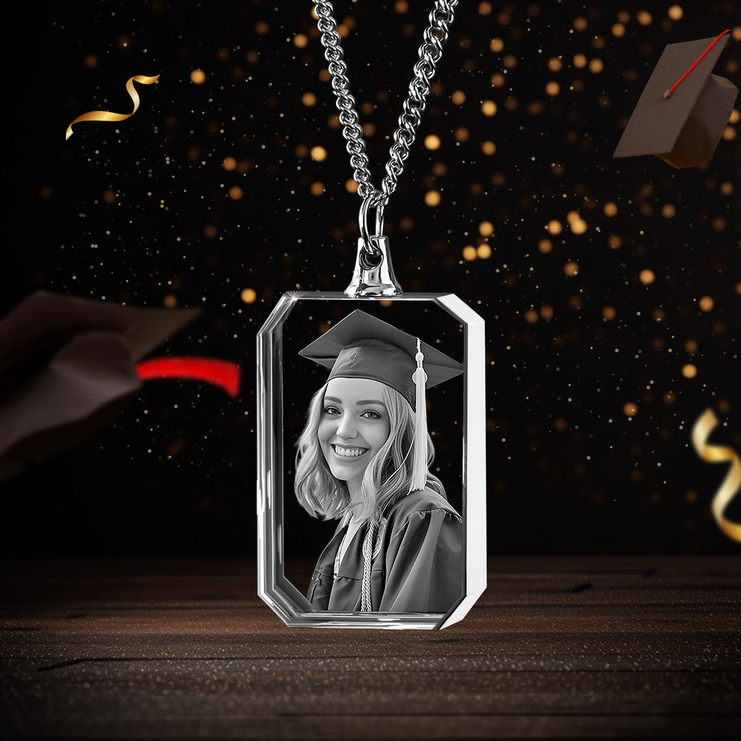 Graduation Square-Shaped 3D Crystal Necklace