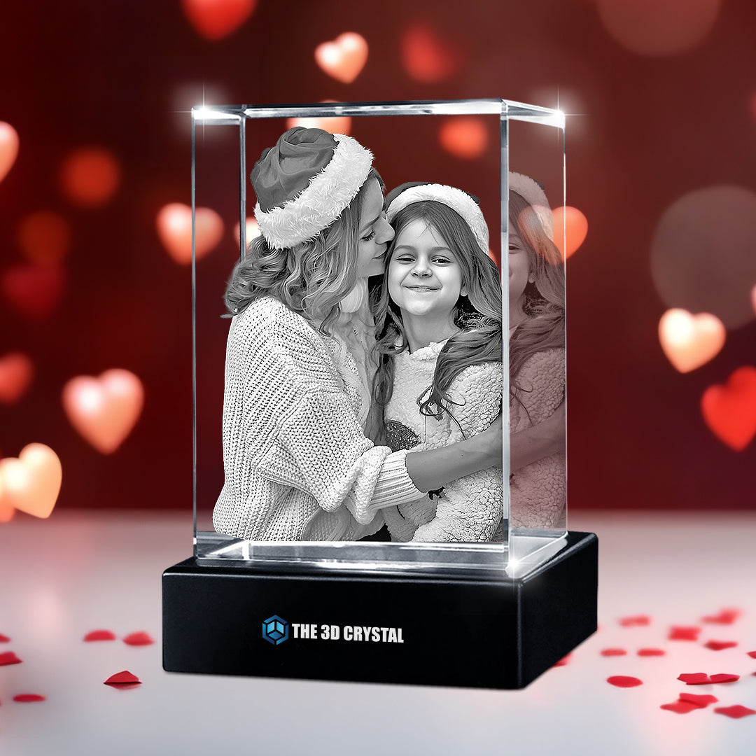 Custom 3D Crystal Cube Photo Frame with LED Lights – Valentine Day Gift
