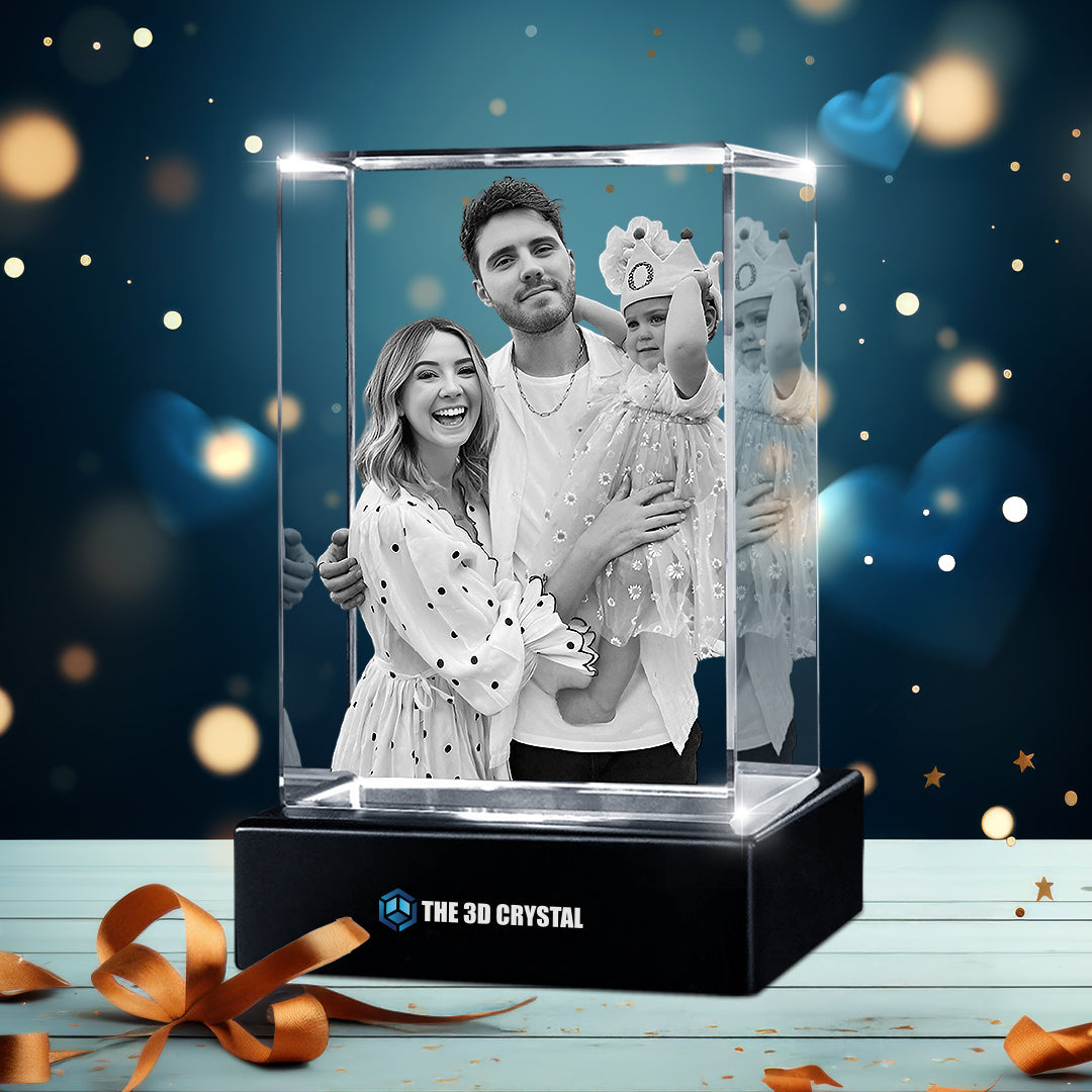 Custom 3D Crystal Cube Photo Frame with LED Lights – Birthday Gift ...