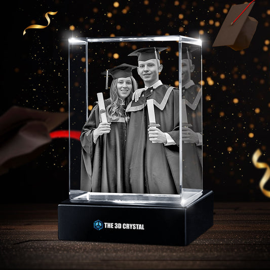Custom 3D Crystal Cube Photo Frame with LED Lights – Graduation