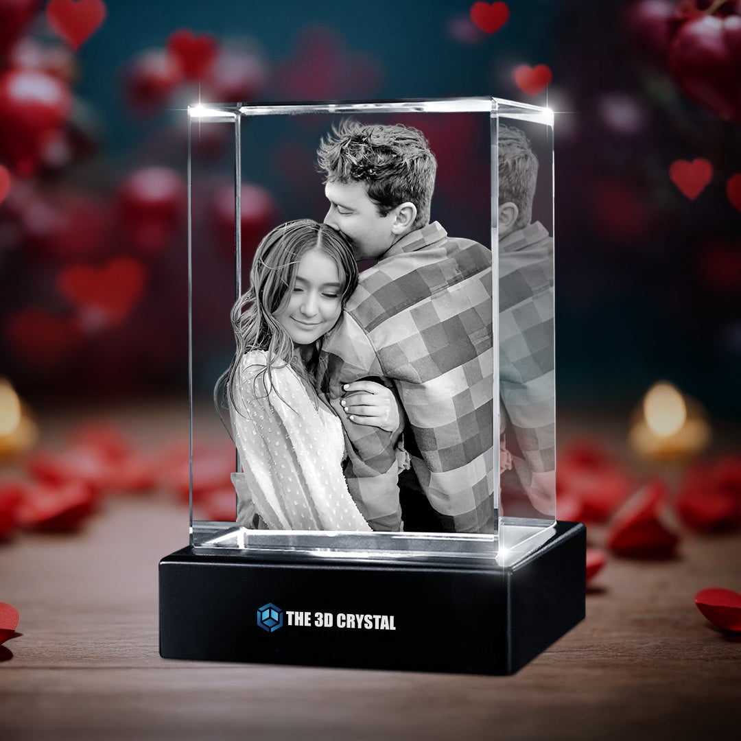 Custom 3D Crystal Cube Photo Frame with LED Lights – Love Series