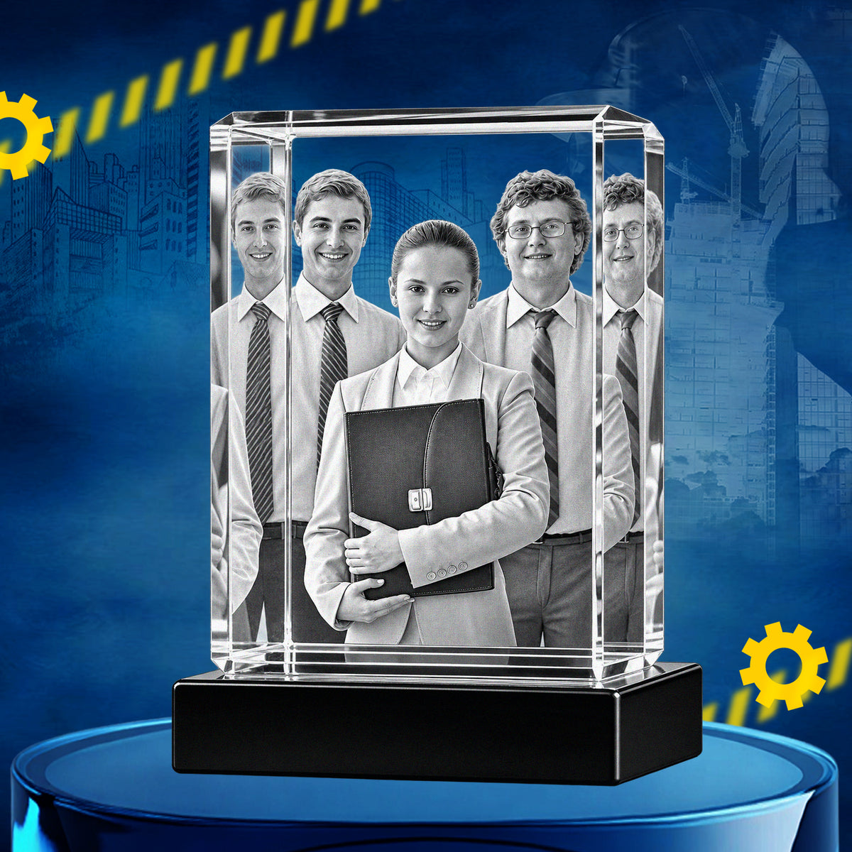 Custom 3D Crystal Cube Photo Frame with LED Lights – Labour day Gift