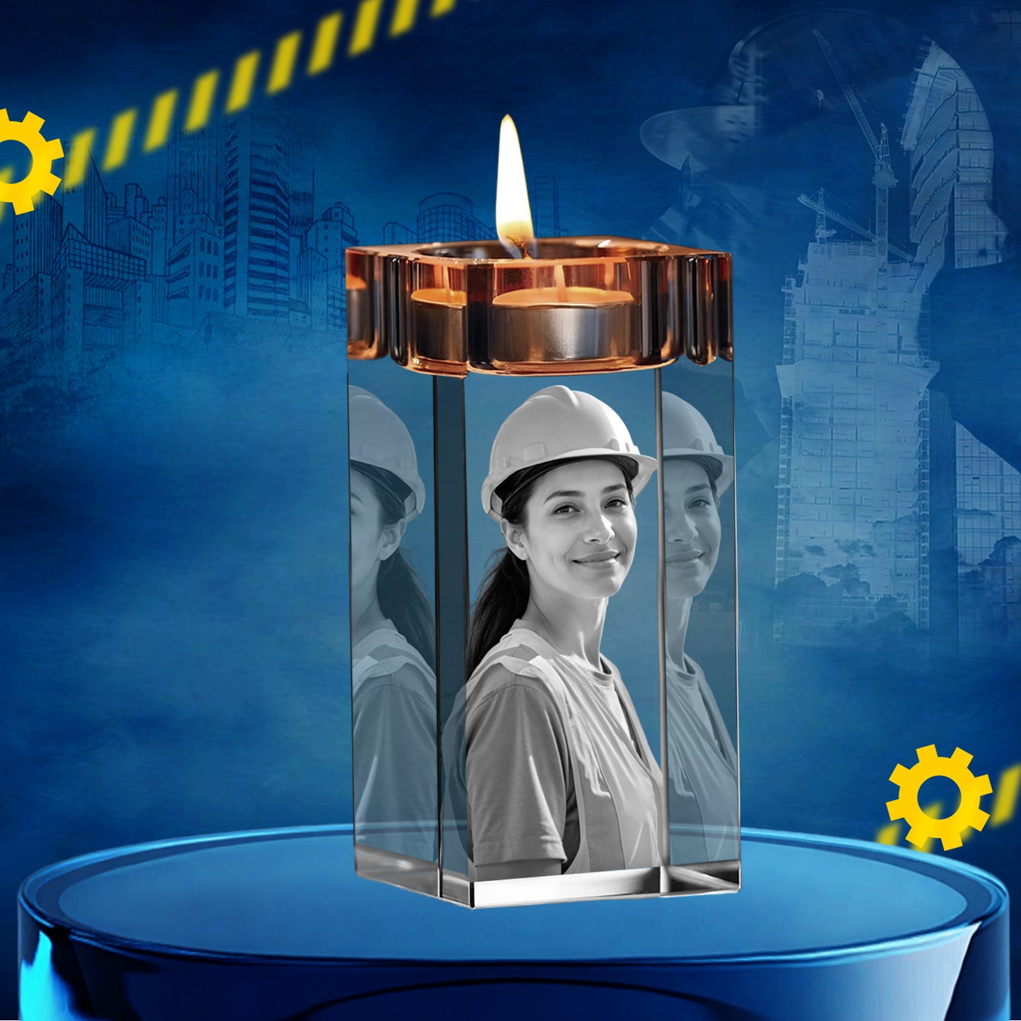 Labor Day Custom 3D Crystal Photo Candle