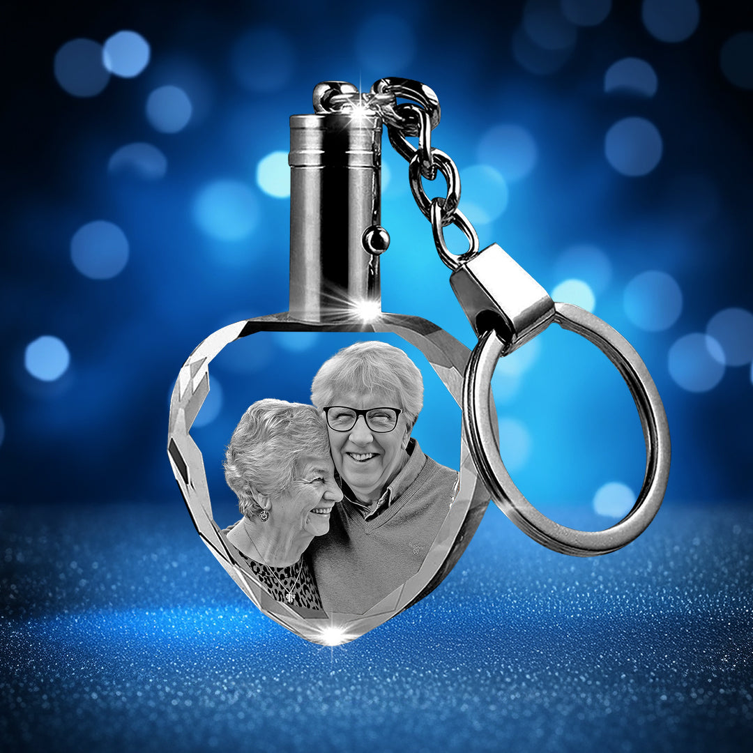 Custom Crystal Photo Keychain with LED Light - Memorial