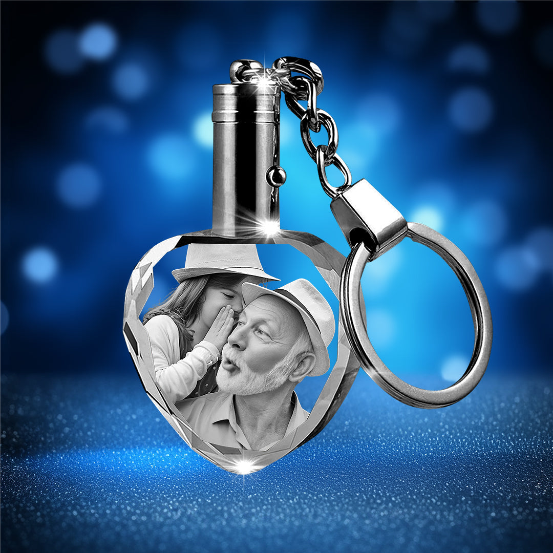 Custom Crystal Photo Keychain with LED Light - Heritage Series