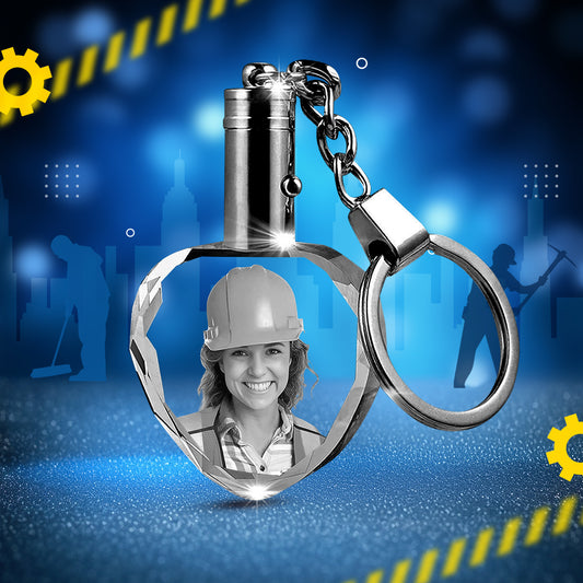 Custom Crystal Photo Keychain with LED Light - Labour Day Gift