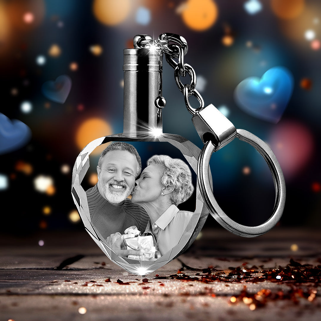 Custom Crystal Photo Keychain with LED Light - Anniversary Day – The 3D ...