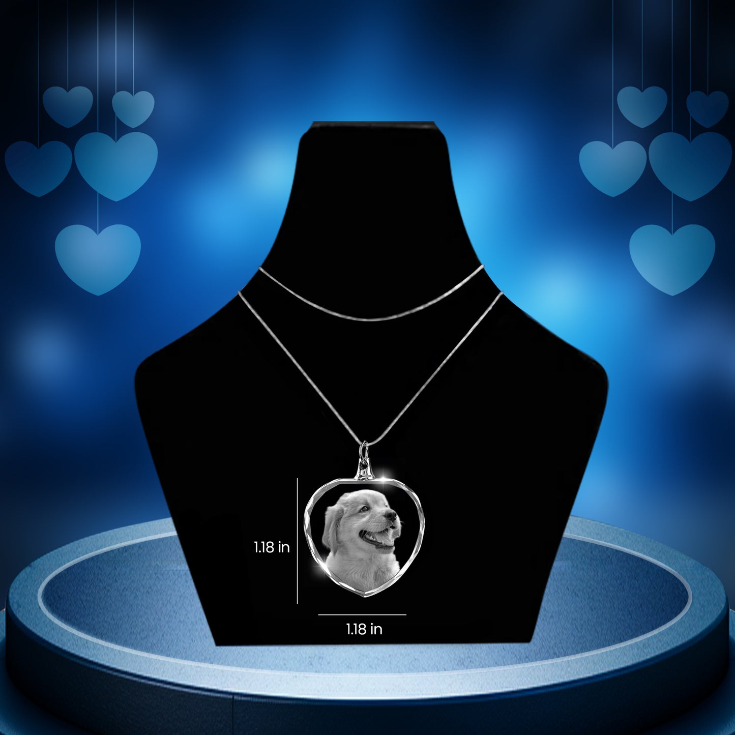 Heart-Shaped Crystal Photo Necklace – Personalized Gift for Her