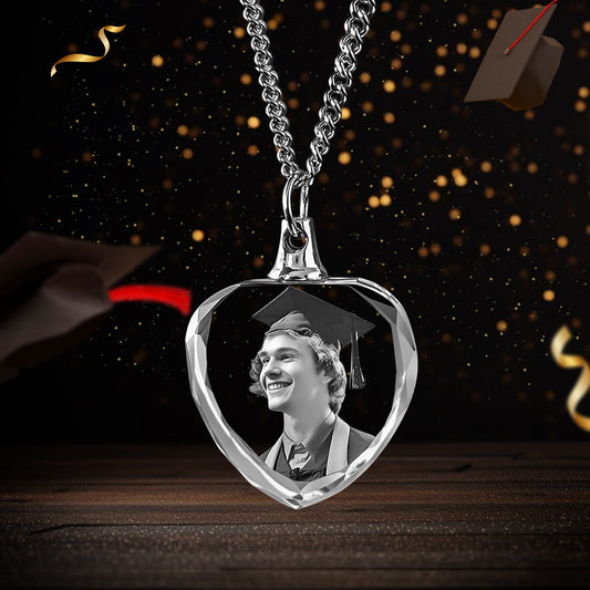 Graduation  Heart-Shaped 3D Crystal Necklace