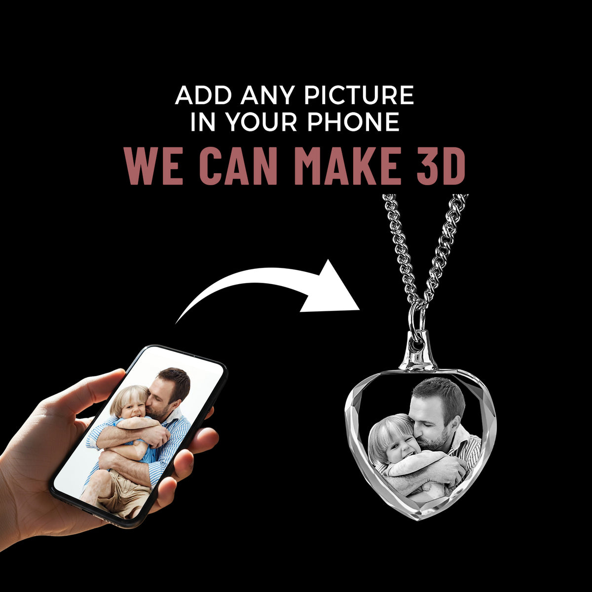 Custom Crystal Photo Keychain with LED Light - Labour Day Gift