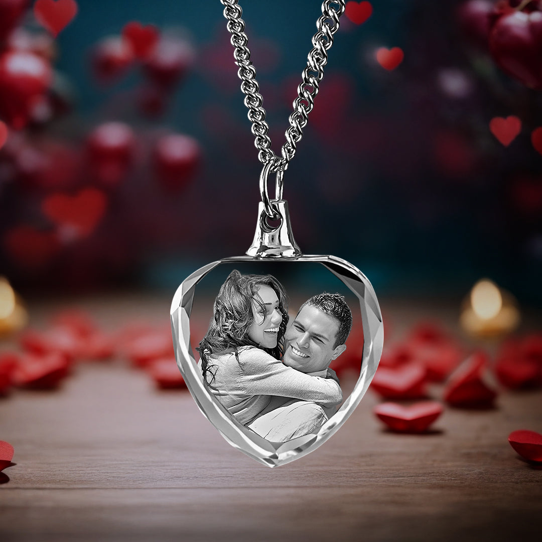 Love Series Heart-Shaped 3D Crystal Necklace