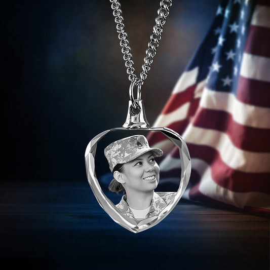 Independence Day Heart-Shaped 3D Crystal Necklace