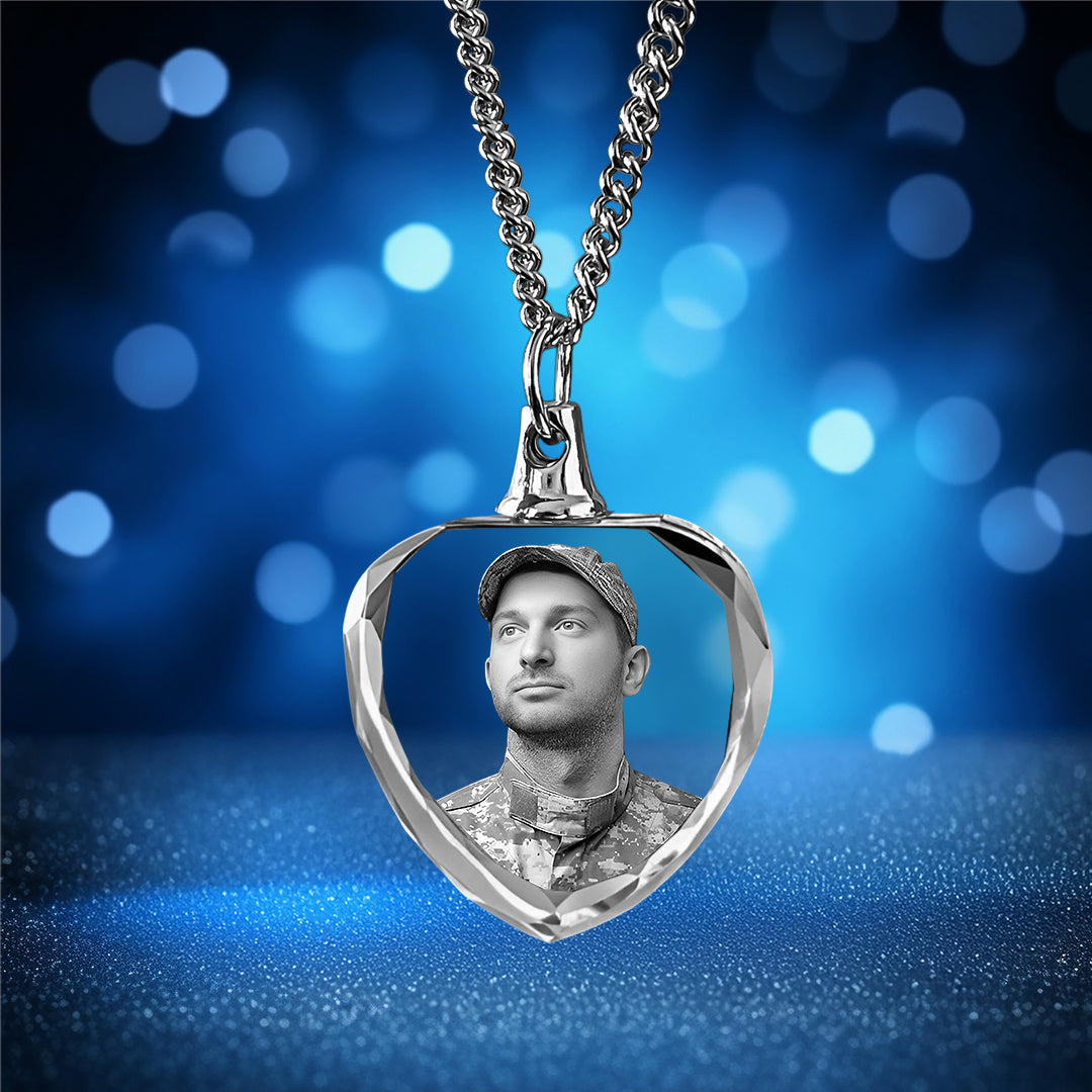 Memorial Day Heart-Shaped 3D Crystal Necklace