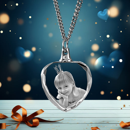 Birthday  Day Heart-Shaped 3D Crystal Necklace