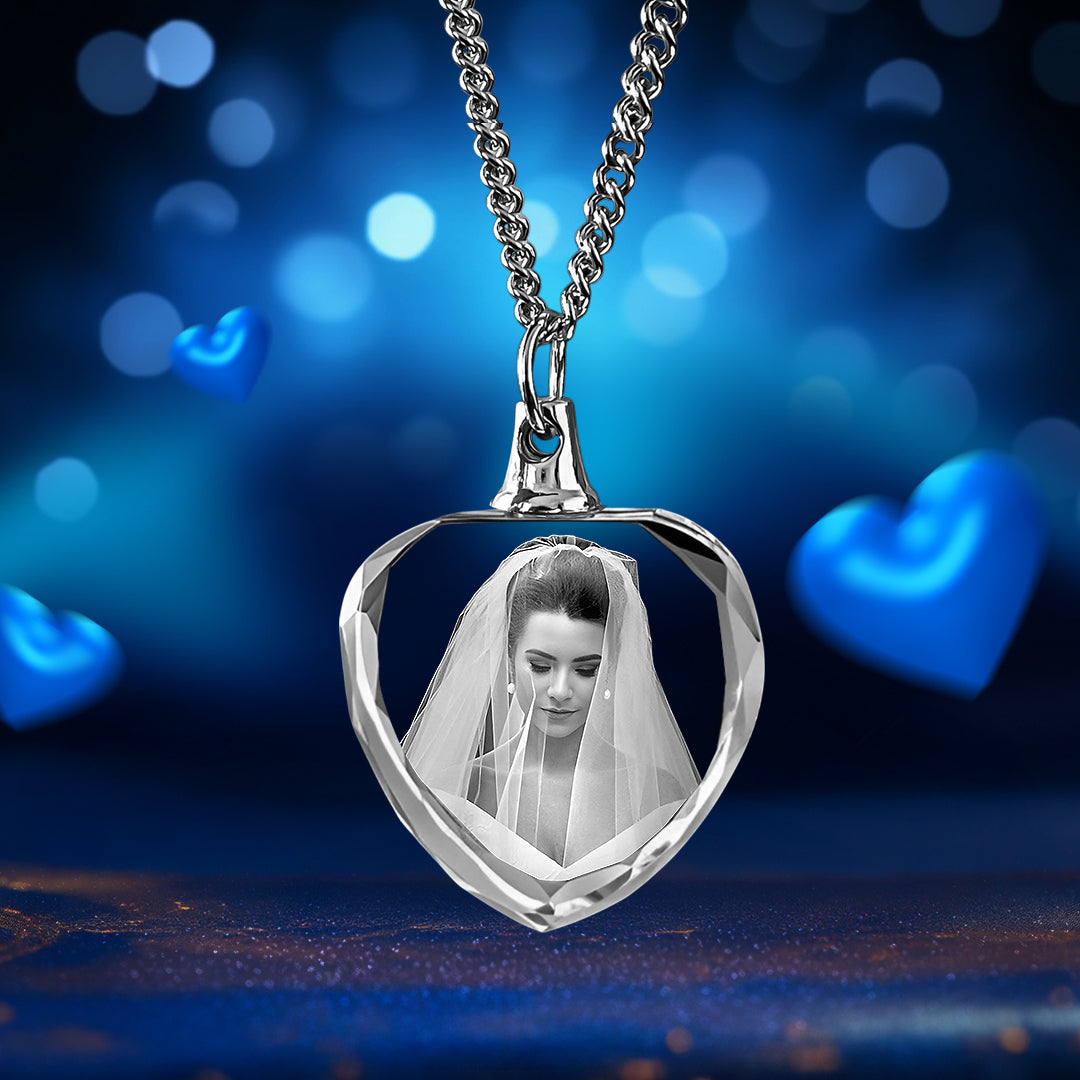 Wedding Day Special Heart Shaped 3D Crystal Necklace