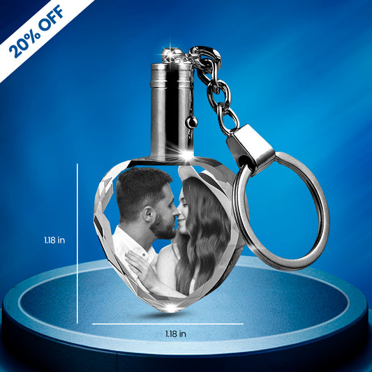Custom Crystal Photo Keychain with LED Light – Personalized Gift