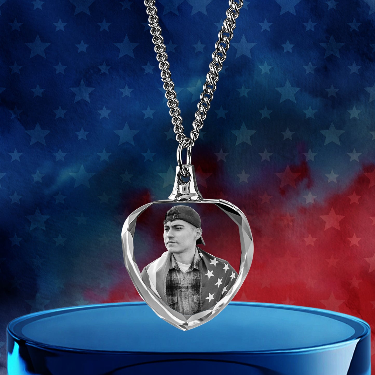 Independence Day Gift – Heart-Shaped Custom Crystal Necklace