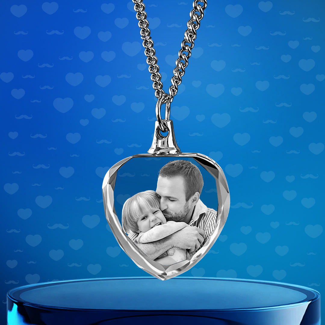 Father's Days Gift – Heart-Shaped Custom Crystal Necklace