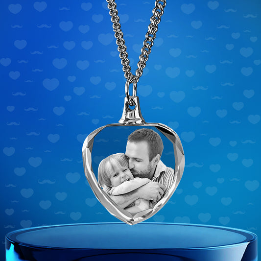 Father's Days Gift – Heart-Shaped Custom Crystal Necklace