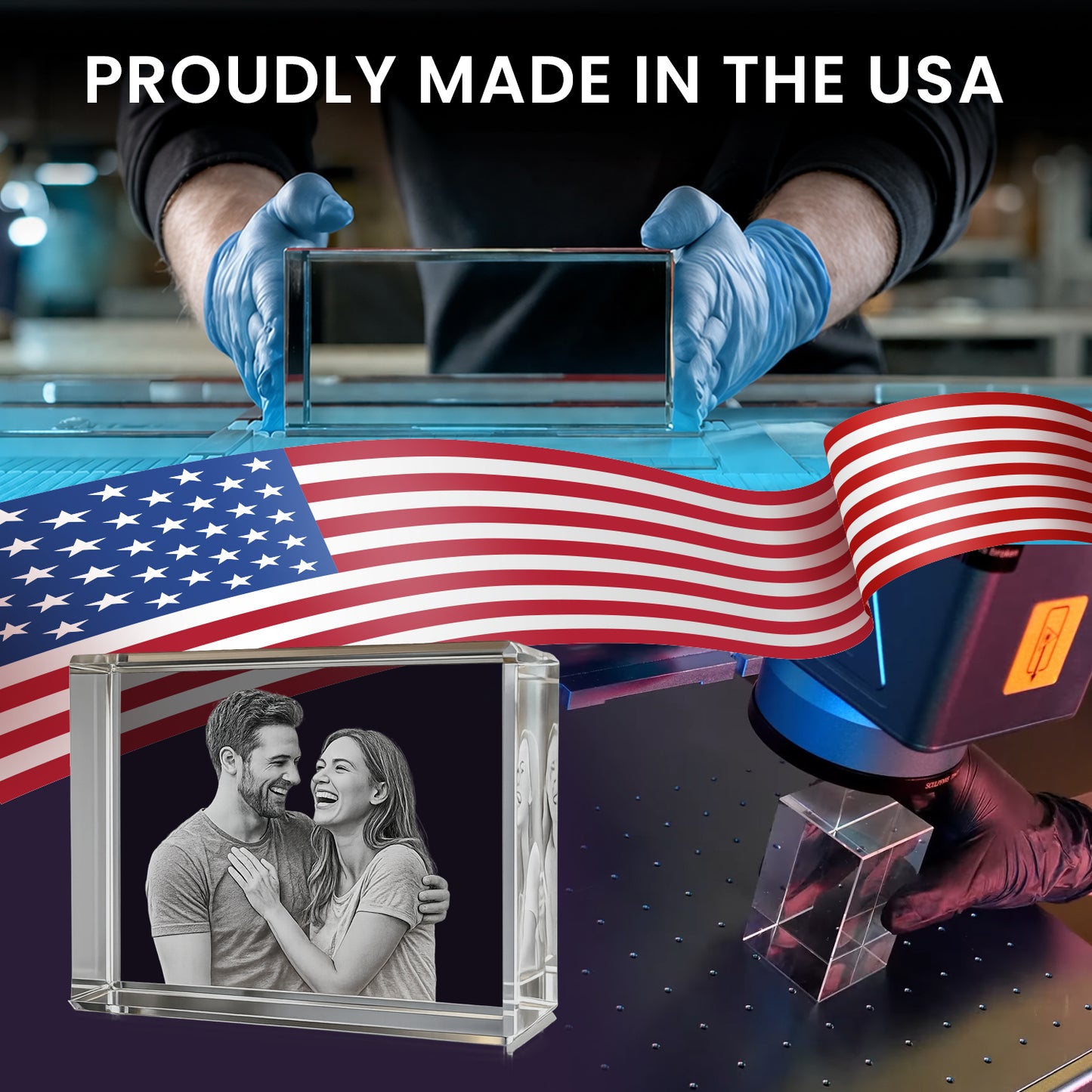 Labor Day Custom 3D Crystal Photo Candle