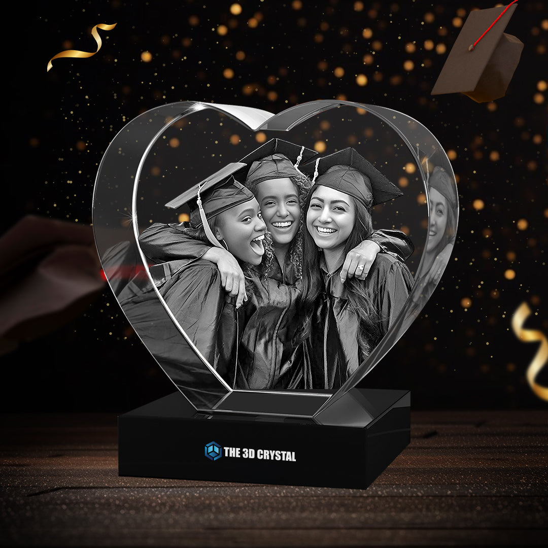 3D Crystal Heart For  Graduation
