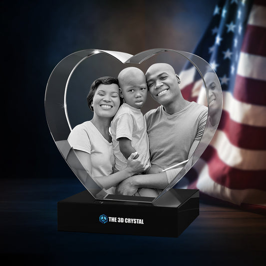 3D Crystal Heart For  Independence Day
