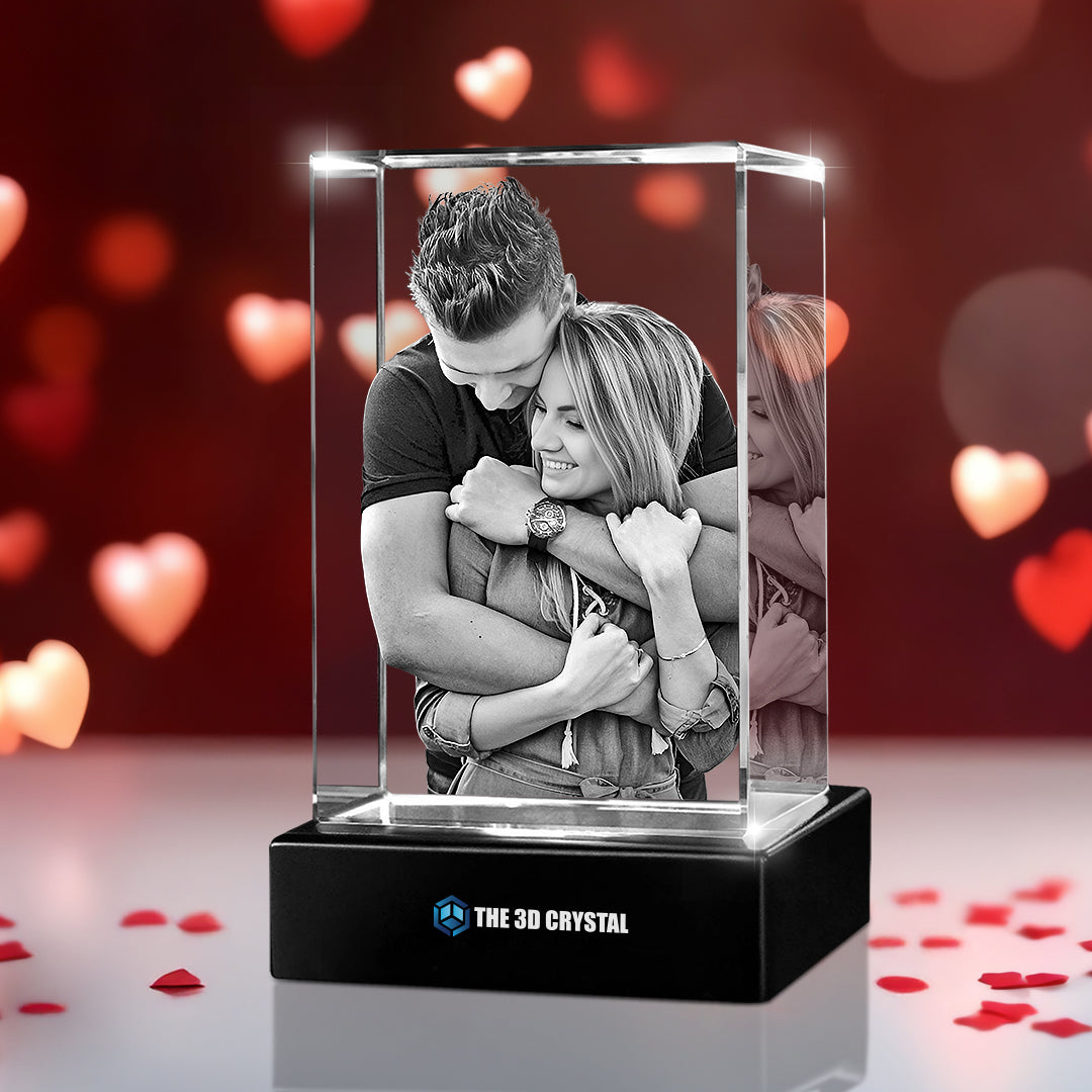 Custom 3D Crystal Cube Photo Frame with LED Lights – Valentine Day Gift