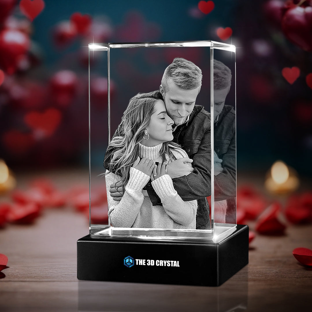 Custom 3D Crystal Cube Photo Frame with LED Lights – Love Series