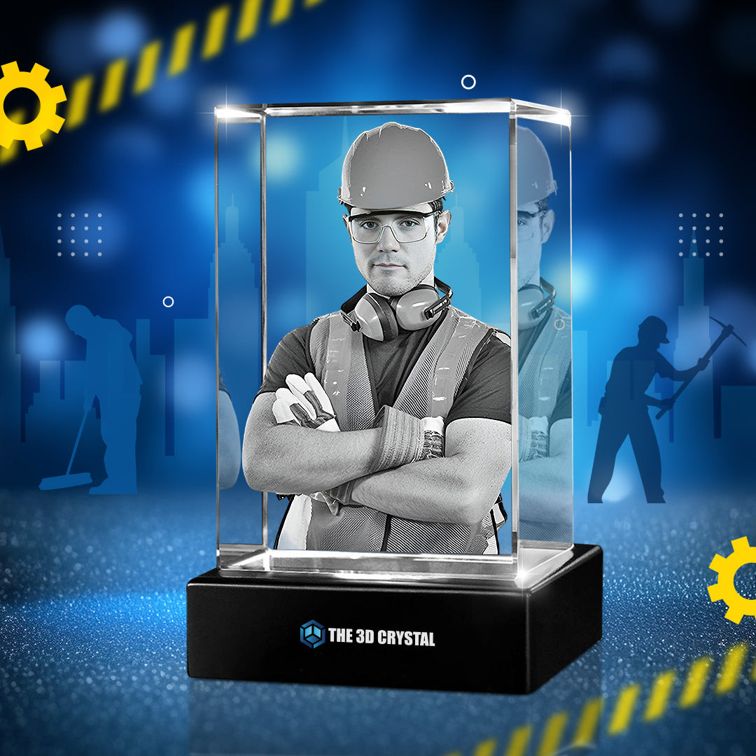 Custom 3D Crystal Cube Photo Frame with LED Lights – Labour day Gift