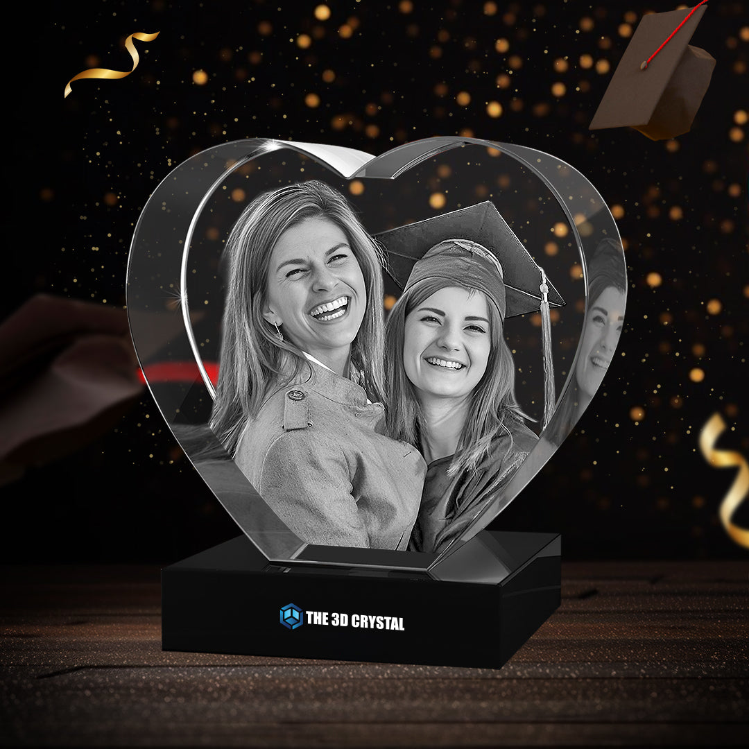 3D Crystal Heart For  Graduation
