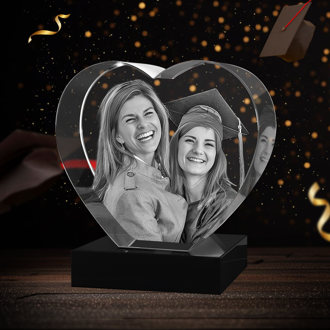 3D Crystal Heart For  Graduation