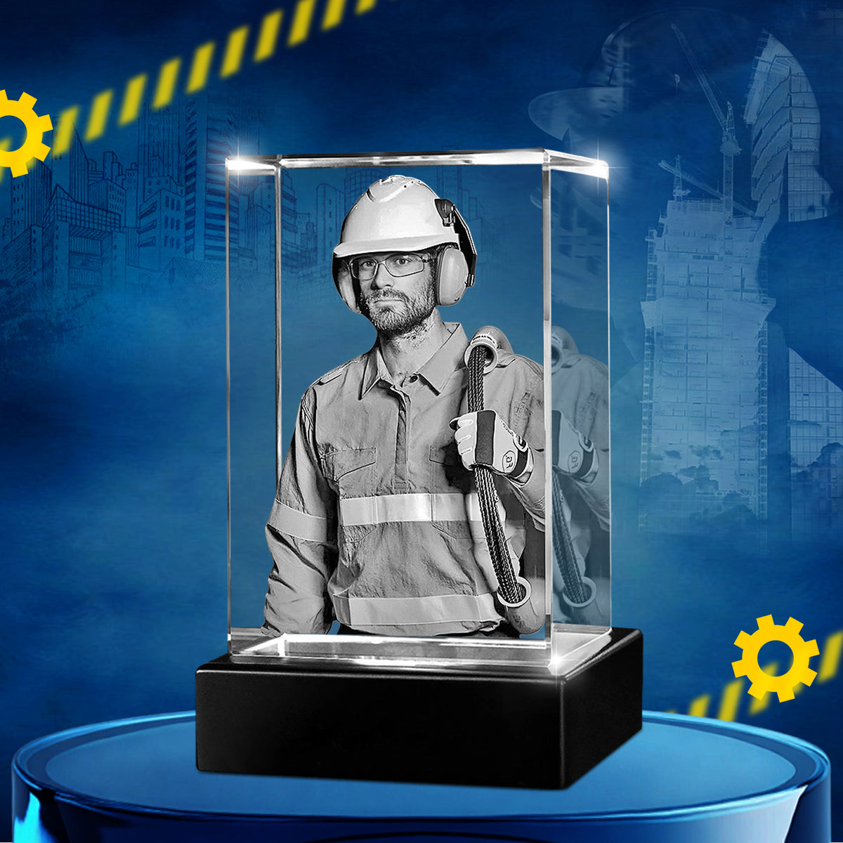 Custom 3D Crystal Cube Photo Frame with LED Lights – Labour day Gift
