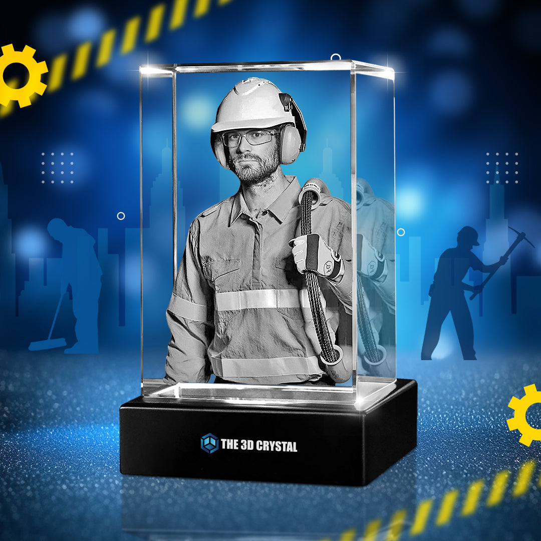 Custom 3D Crystal Cube Photo Frame with LED Lights – Labour day Gift