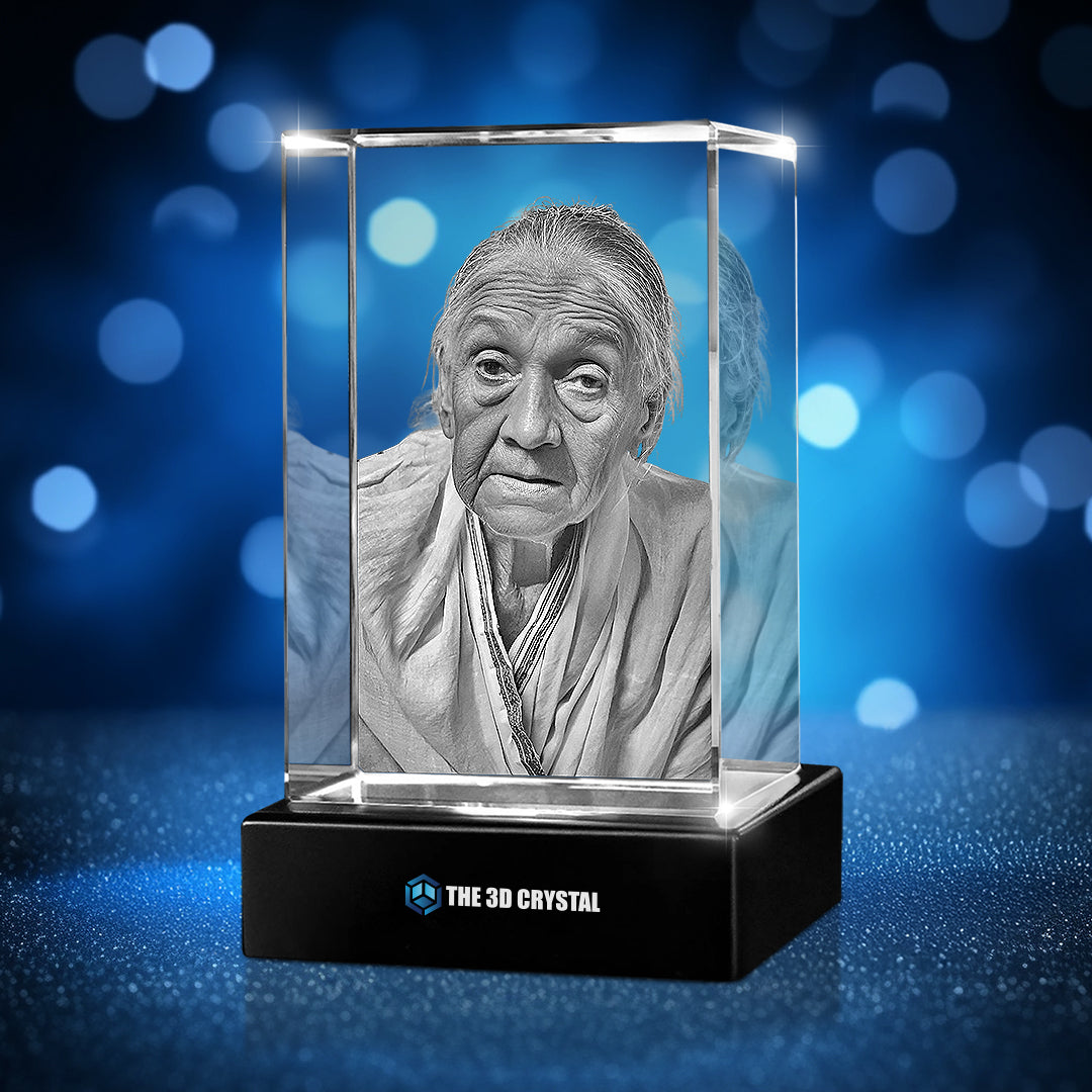 Custom 3D Crystal Cube Photo Frame with LED Lights – Memorial