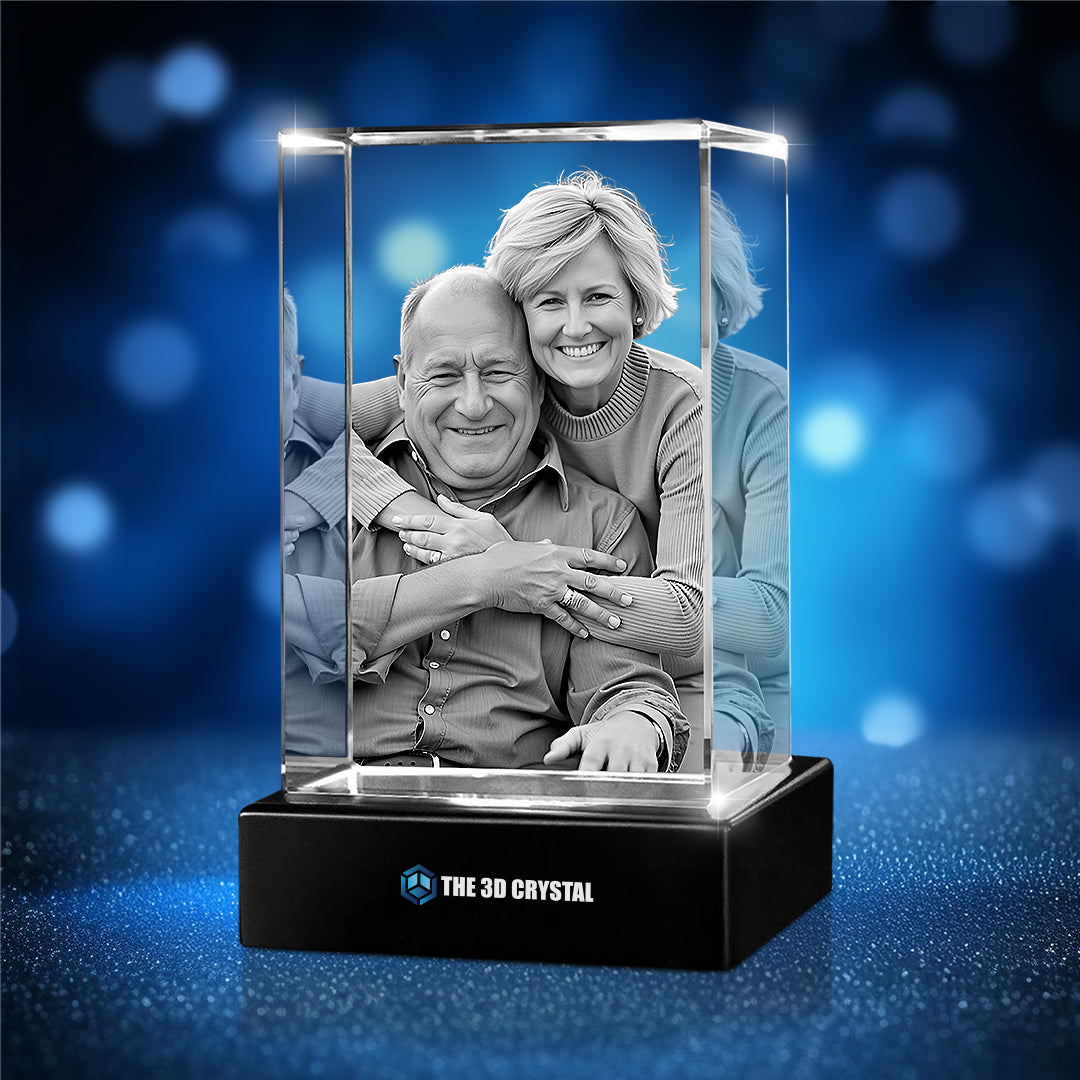 Custom 3D Crystal Cube Photo Frame with LED Lights – Heritage Series