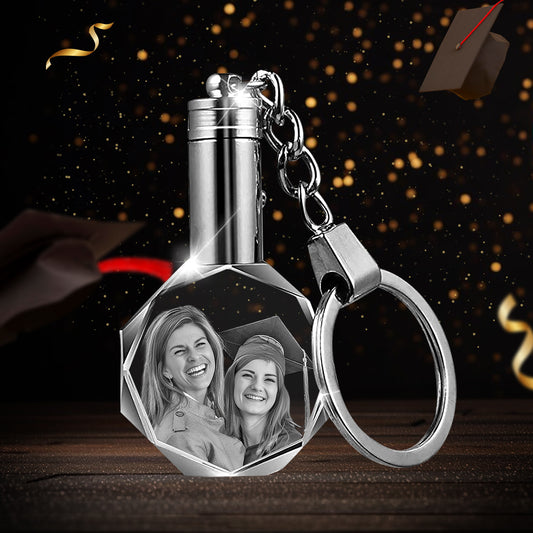 Round 3D Crystal Keychain – Graduation Gift