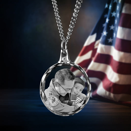 Independence day 3D Crystal Round Necklace – Custom Gift for Women, Men