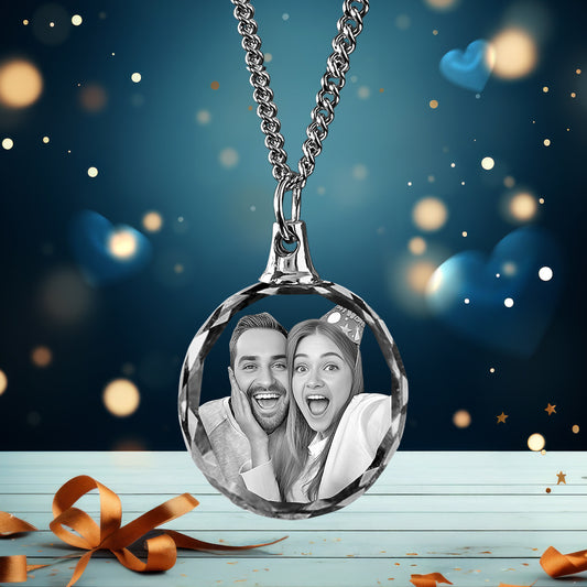 3D Crystal Round Necklace-Birthday Gift for Women,Men