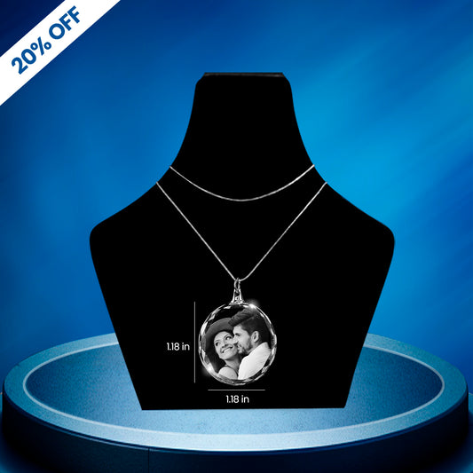 Personalized 3D Crystal Round Necklace – Custom Gift for Women, Men
