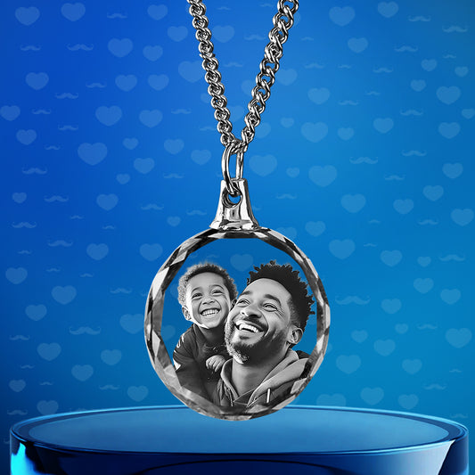 Father's Days Gift – Round-Shaped Custom Crystal Necklace