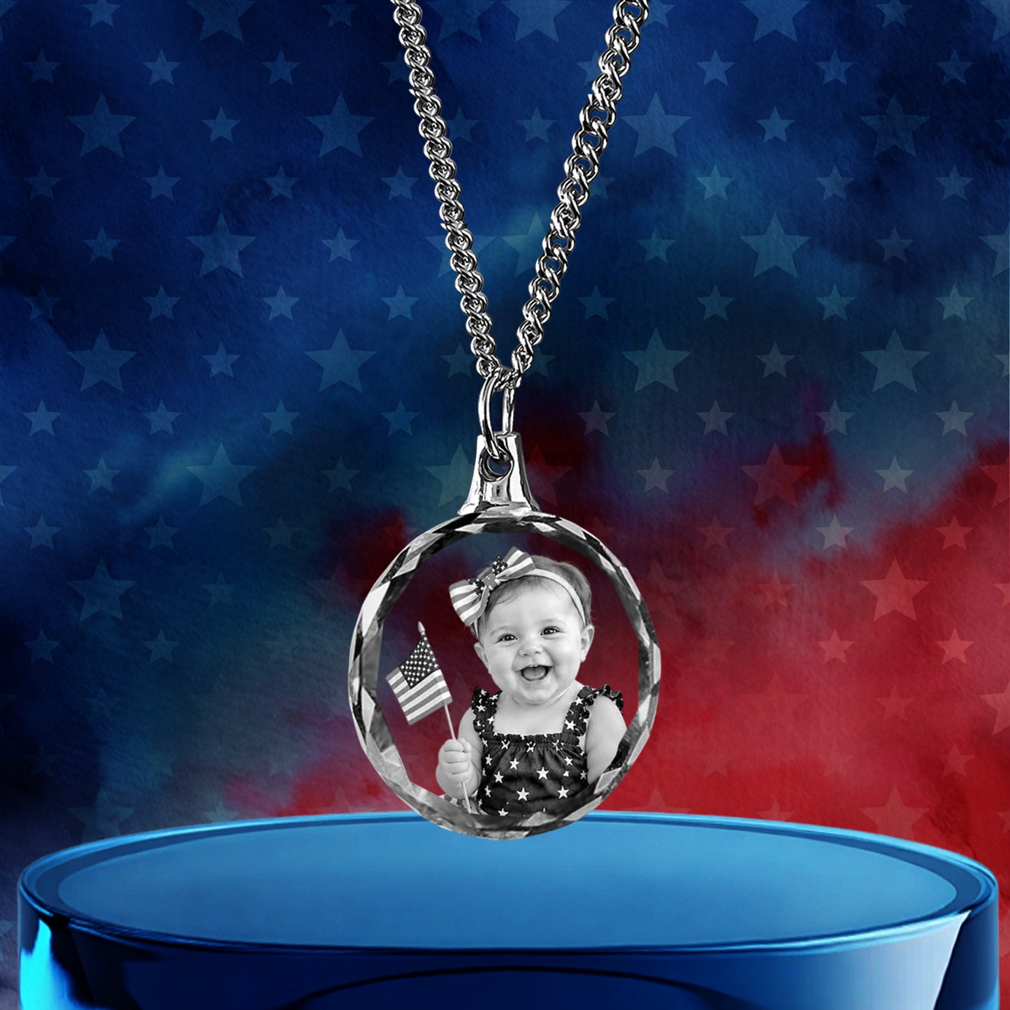 Father's Days Gift – Round-Shaped Custom Crystal Necklace