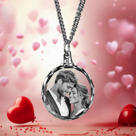 3D Crystal Round Necklace-Custom gift for Women,Men - Valentine's Day