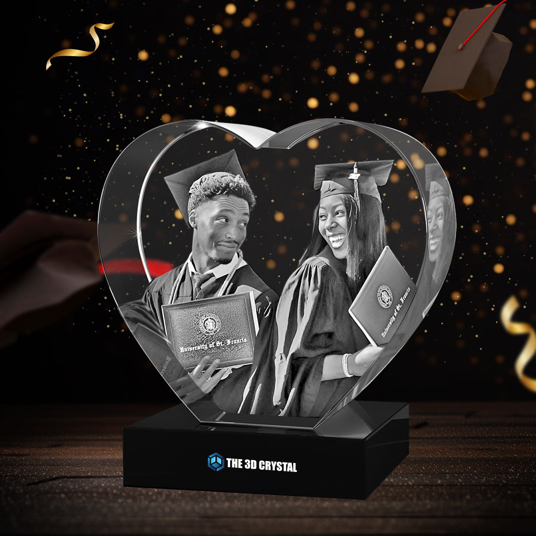 3D Crystal Heart For  Graduation