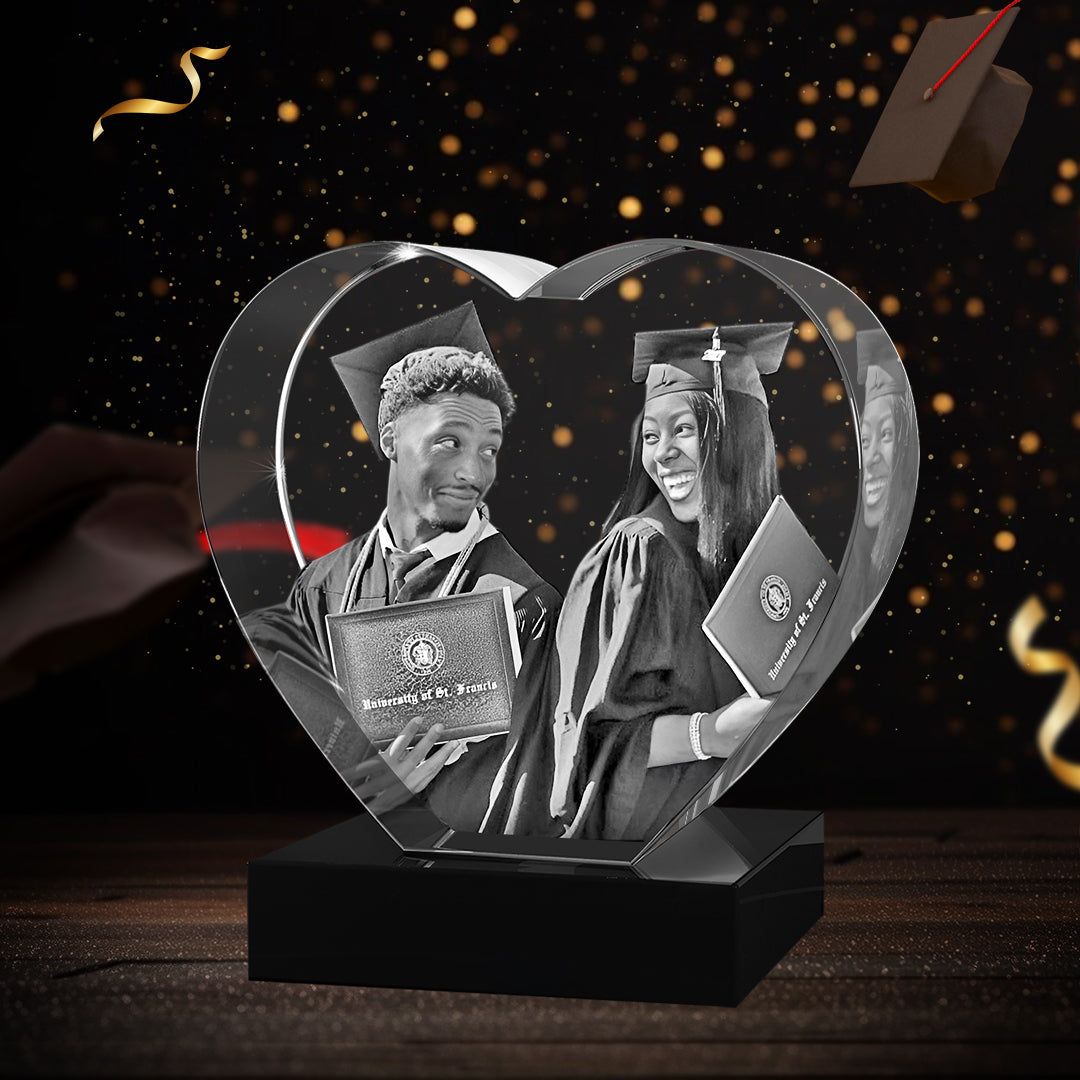 3D Crystal Heart For  Graduation
